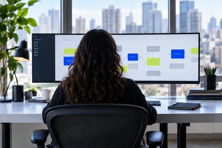 Adulto aprendendo a usar ferramentas de inteligência artificial em ambiente de estudo